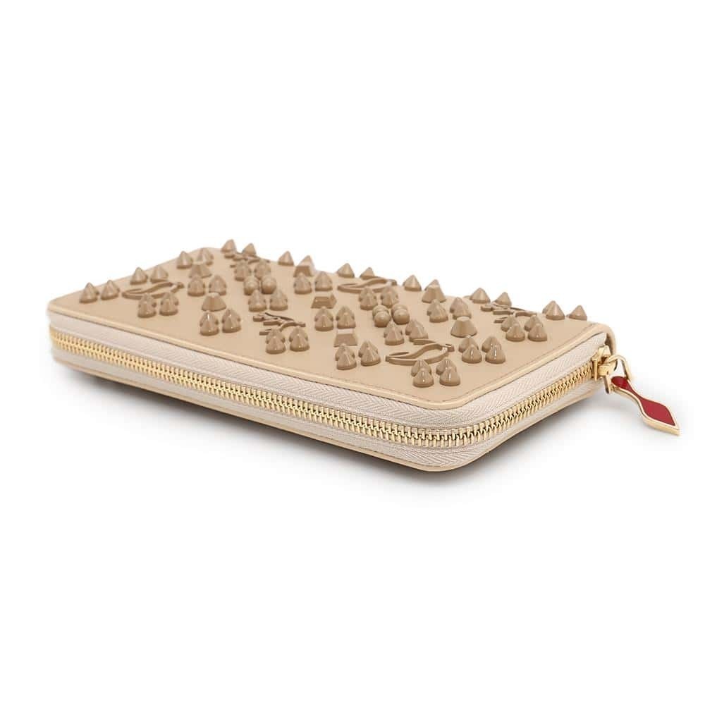 Christian Louboutin Studs Long Wallet Round Zipper Panettone Black